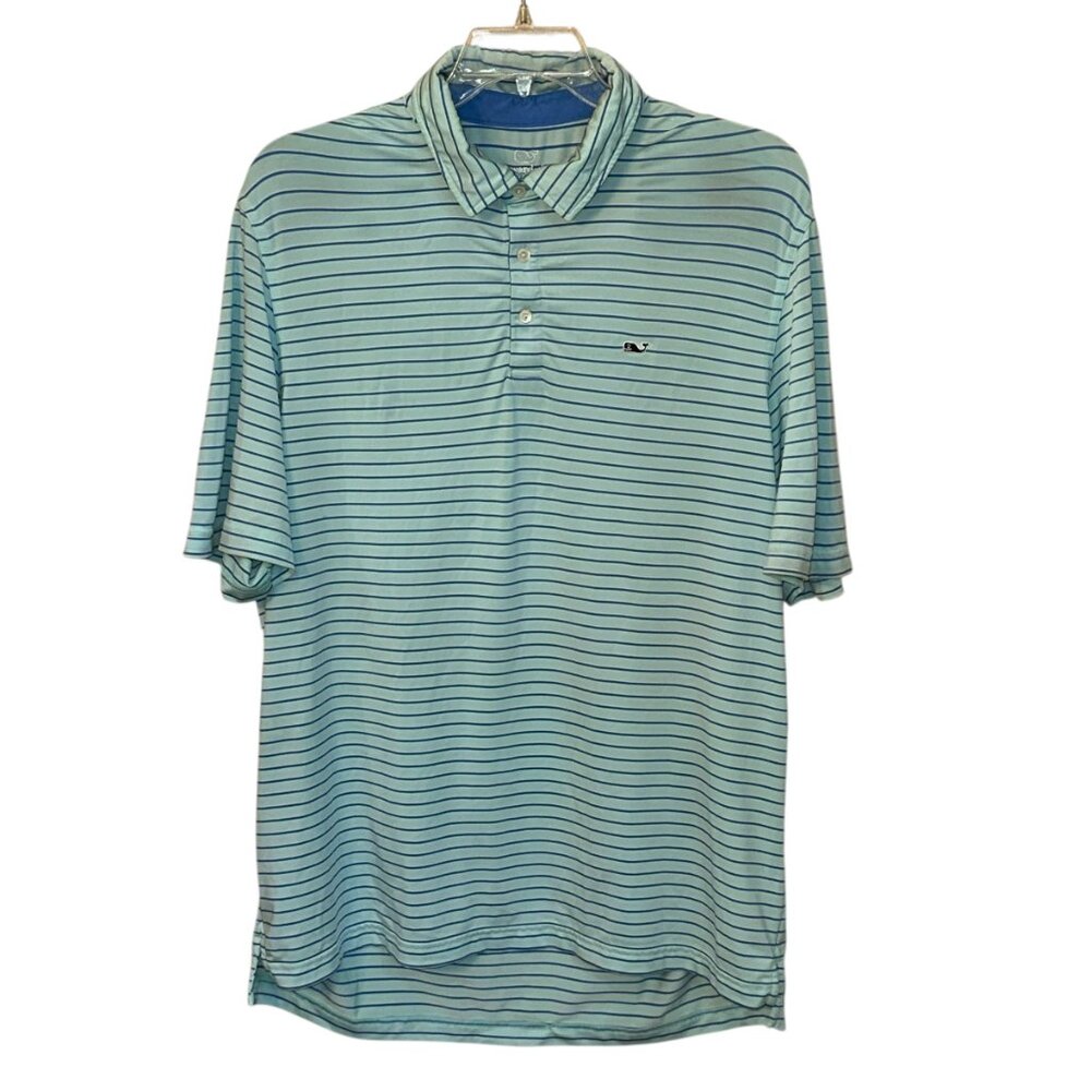 Vineyard Vines Performance Striped Polo‎ Shirt Large Golf Outdoor Summer Preppy